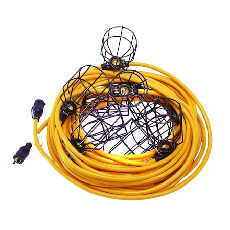 Southwire 50' Coated Metal Cage String Light W/ 12/3 STW Cord , Assembled 95137